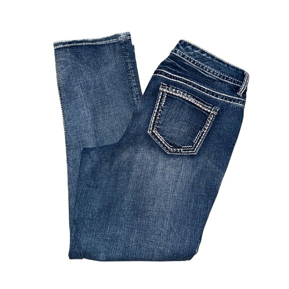 Maurices Straight Leg Jeans Womens Juniors 11 12 Distressed Frayed Ripped - Picture 1 of 8